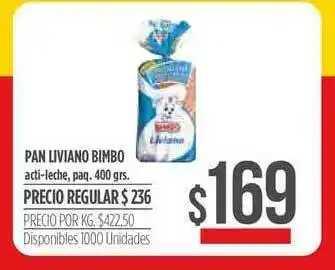 Supermercados Vea Pan Liviano Bimbo 400grs oferta