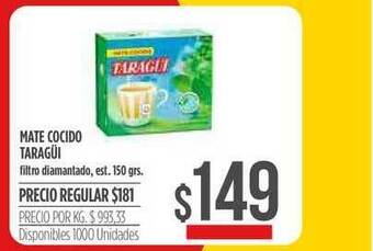 Supermercados Vea Mate Cocido Taragüi 150grs oferta