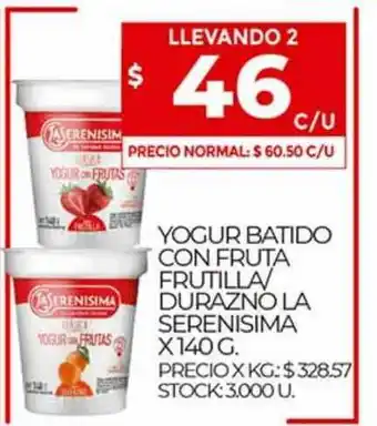 Supermercados DIA Yogur Batido Con Futa Frutilla Duraznos La Serenisima x 140g oferta