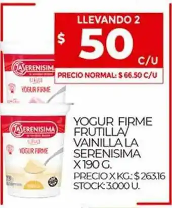 Supermercados DIA Yogur Firme Frutilla Vainilla La Serenisima x 190g oferta