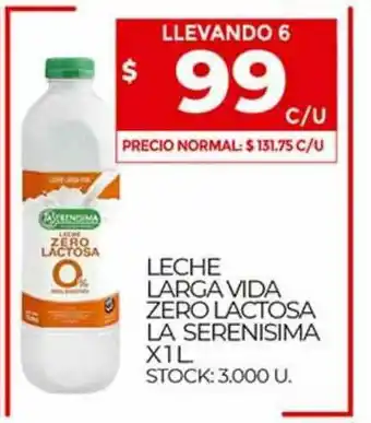 Supermercados DIA Leche Larga Vida Zero Lactosa La Serenisima x 1l oferta