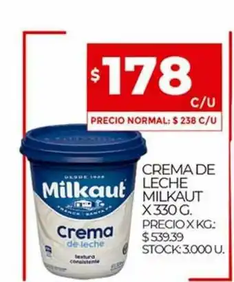 Supermercados DIA Crema De Leche Milkaut 330gr oferta