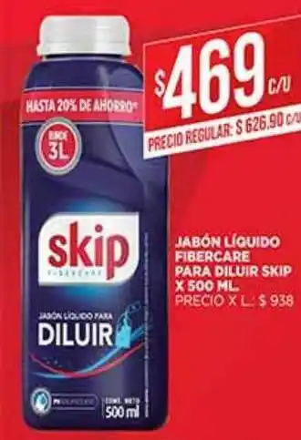 Supermercados DIA Jabón Líquido Fibercare Para Diluir Skip x 500ml oferta