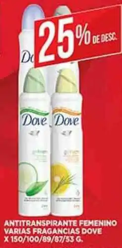 Supermercados DIA Antitranspirante Femenino Varias Fragancias Dove oferta