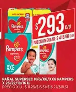 Supermercados DIA Pañal Supersec M G Xg Xxg Pampers oferta