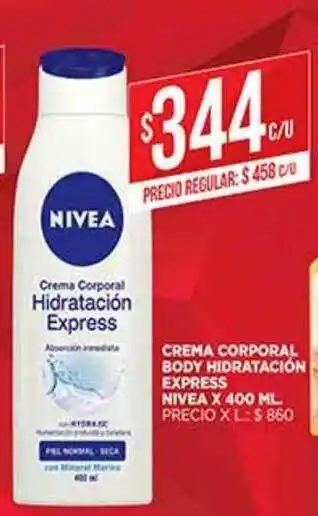 Supermercados DIA Crema Corporal Body Hidratación Express Nivea x 400ml oferta