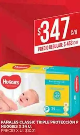 Supermercados DIA Pañales Classic Triple Protección P Huggies x 34u oferta