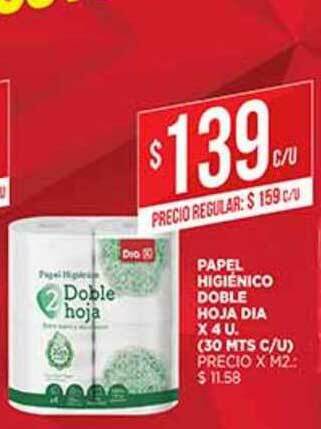 Supermercados DIA Papel Higiénico Doble Hoja Dia x 4u oferta