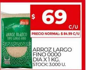 Supermercados DIA Arroz Largo Fino 0000 Dia x 1 kg oferta