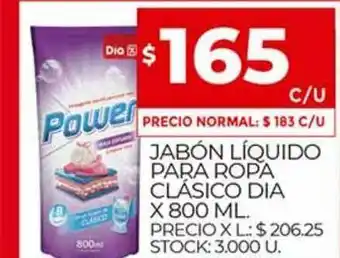 Supermercados DIA Jabón Líquido Para Ropa Clásico Dia x 800ml oferta