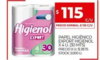 Supermercados DIA Papel Higiénico Export Higienol x 4u oferta