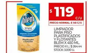 Supermercados DIA Limpiador Para Piso Plastificados Y Flotantes Blem x 450ml oferta