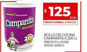 Supermercados DIA Rollo De Cocina Campanita x 200 u oferta