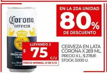Supermercados DIA Cerveza En Lata Corona En La 2da Unidad 80% De Descuento x 269ml oferta
