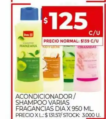 Supermercados DIA Acondicionador Shampoo Varias Fragancias Dia x 950ml oferta