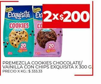 Supermercados DIA Premezcla Cookies Chocolate Vainilla Con Chips Exquisita x 300g oferta