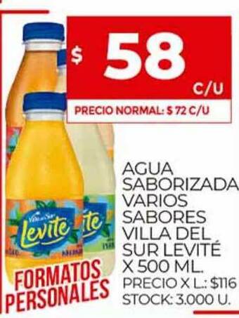 Supermercados DIA Agua Saborizada Varios Sabores Villa Del Sur Levité x 500ml oferta