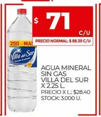 Supermercados DIA Agua Mineral Sin Gas Villa Del Sur x 2.25l oferta