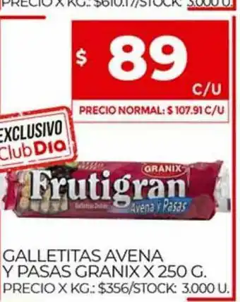 Galletitas Avena Y Pasas Granix x 250g