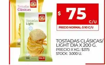 Supermercados DIA Tostadas Clásica Light Dia x 200g oferta