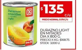 Supermercados DIA Durazno Light En Mitades Dia x 800g oferta
