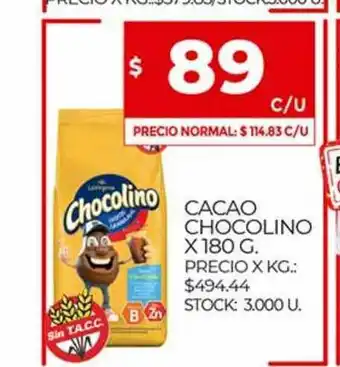 Supermercados DIA Cacao Chocolino x 180 gr oferta