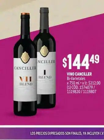 Makro Vino Canciller Bi-varietales x 750ml oferta