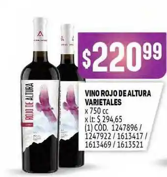 Makro Vino Rojo De Altura Varietales x 750cc oferta