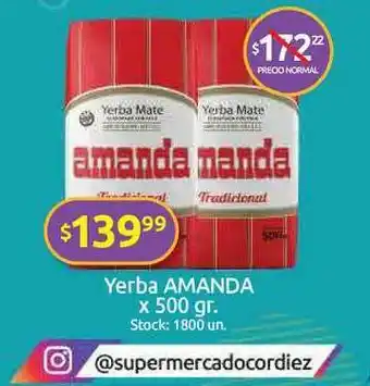 Cordiez Yerba Amanda x 500gr oferta
