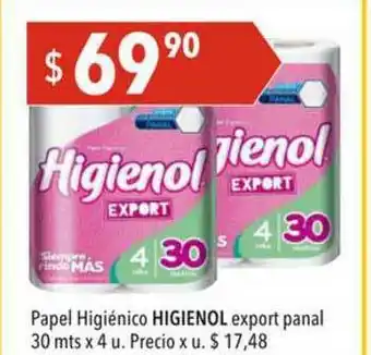Hergo Papel Higiénico Higienol Export Panal 4 x 30mts oferta