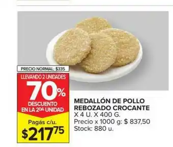 Medallón De Pollo Rebozado Crocante 70% Descuento En La 2da Unidad x 400g