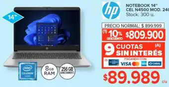 Carrefour Hp NOTEBOOK 14" CEL N4500 MOD. 240 oferta