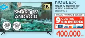 Carrefour NOBLEX SMART TV ANDROID 58" 4K MOD. 91DB58X7500 oferta