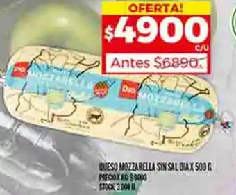 Supermercados DIA QUESO MOZZARELLA SIN SAL DIA X 500G oferta