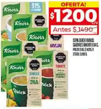 Supermercados DIA SOPA QUICK VARIOS SABORES KNORR X 84G oferta