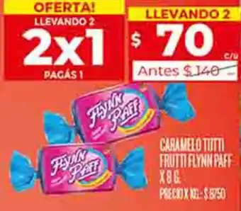 Supermercados DIA CARAMELO TUTTI FRUTTI FLYNN PAFF X 8G oferta