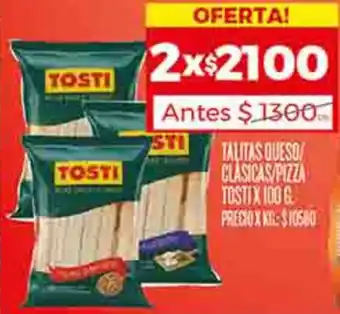 Supermercados DIA TALITAS QUESO CLÁSICAS/PIZZA TOSTIX 100G oferta