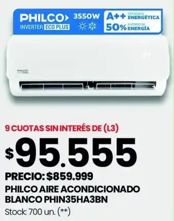 Changomas PHILCO AIRE ACONDICIONADO BLANCO PHIN35HA3BN oferta