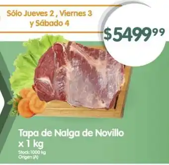 Supermercados Buenos Días Tapa de Nalga de Novillo x 1kg oferta