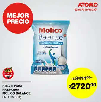 Atomo Conviene POLVO PARA PREPARAR MOLICO BALANCE ENTERA 800g oferta