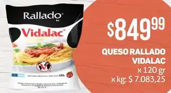 Makro QUESO RALLADO VIDALAC x 120gr oferta