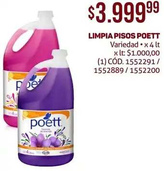 Makro LIMPIA PISOS POETT Variedad x 4lt oferta