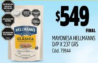 Supermercados Yaguar MAYONESA HELLMANNS D/P X 237GR oferta