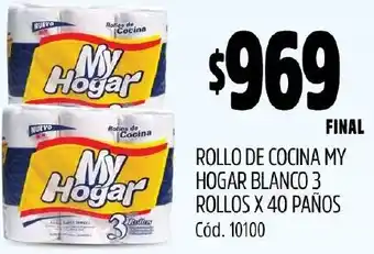 Supermercados Yaguar ROLLO DE COCINA MY HOGAR BLANCO 3 ROLLOS X 40 PAÑOS oferta