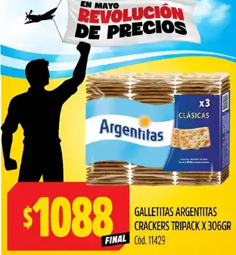 Supermercados Yaguar GALLETITAS ARGENTITAS CRACKERS TRIPACK X 306GR oferta
