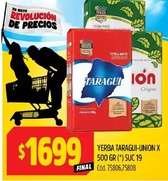 Supermercados Yaguar YERBA CACHAMATE AMARILLA X 500GR oferta
