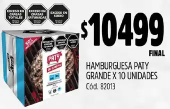 Supermercados Yaguar HAMBURGUESA PATY GRANDE X 10 UNIDADES oferta