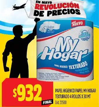 Supermercados Yaguar PAPEL HIGIENICO PAPEL MY HOGAR TEXTURADO 4 ROLLOS X 3 MT oferta