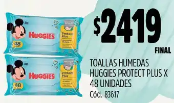 Supermercados Yaguar TOALLAS HUMEDAS HUGGIES PROTECT PLUS X 48 UNIDADES oferta
