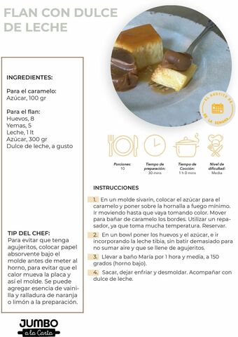 Jumbo Flan con dulce de leche oferta
